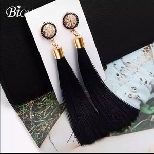 Fashion Bohemian Tassel Crystal Long Earrings